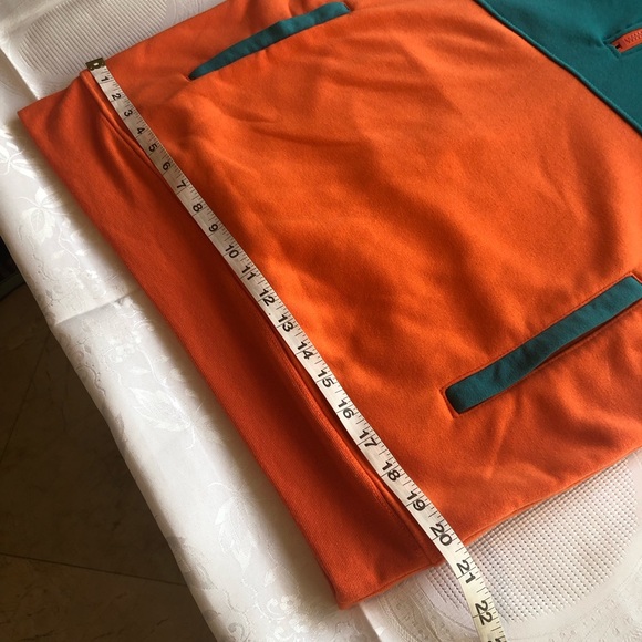 NFL Team Apparel Miami Dolphins Quarter Zip Hoodie Orange/Teal Men’s Size L - Picture 10 of 16